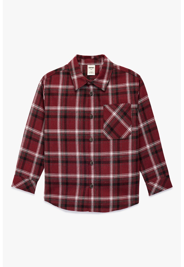 Camasa in carouri cu buzunar pe piept - Alb/Visiniu/Negru