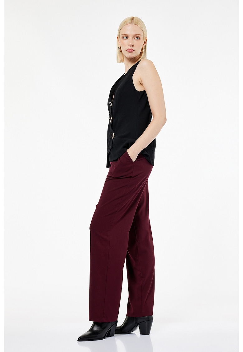Pantaloni uni cu buzunare - Violet pruna