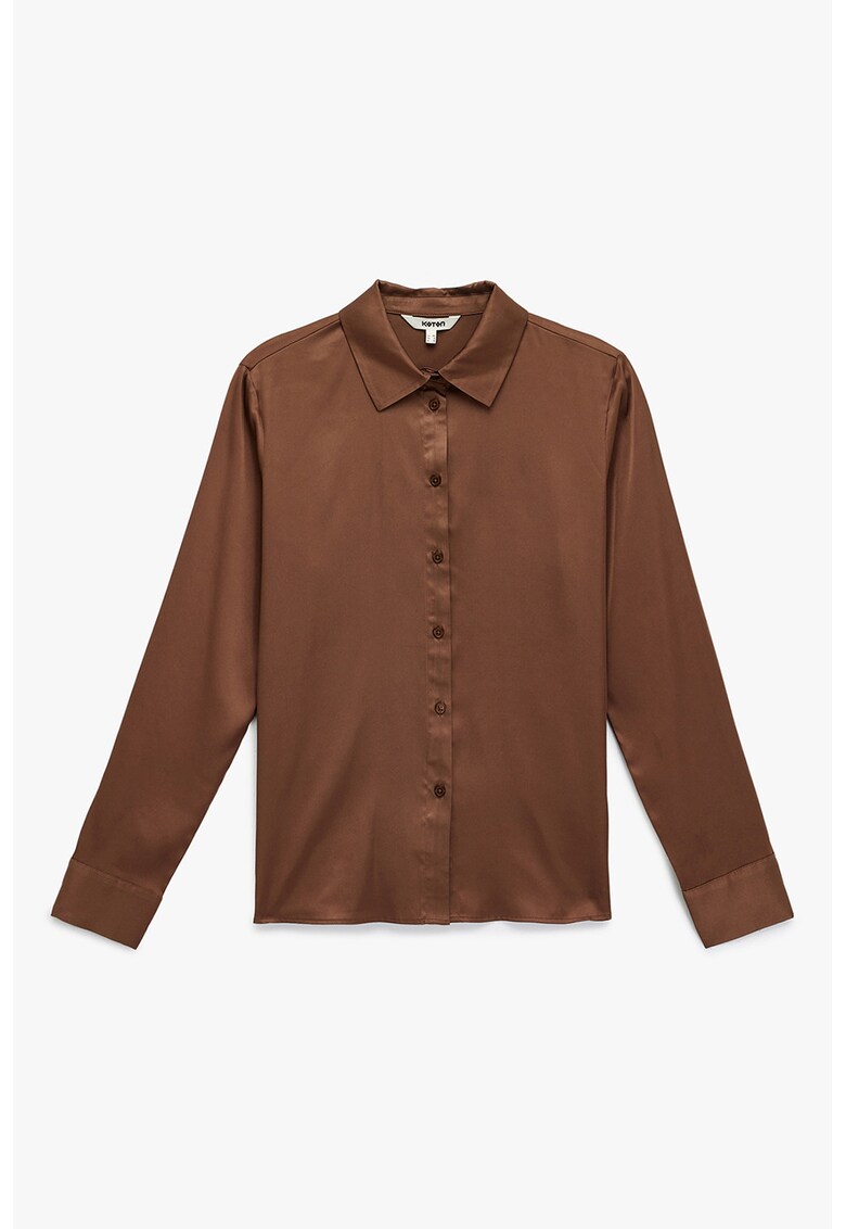 Camasa regular fit cu model uni - Maro scortisoara