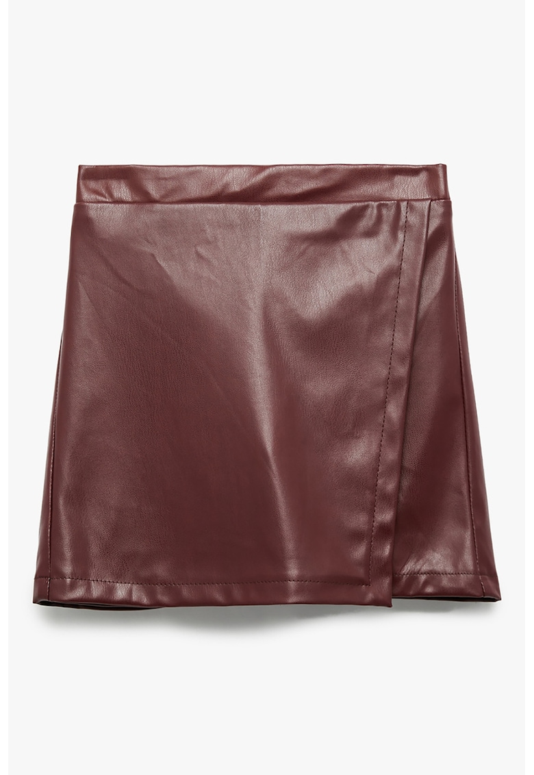 Fusta-pantalon de piele ecologica cu model petrecut - Maro cognac