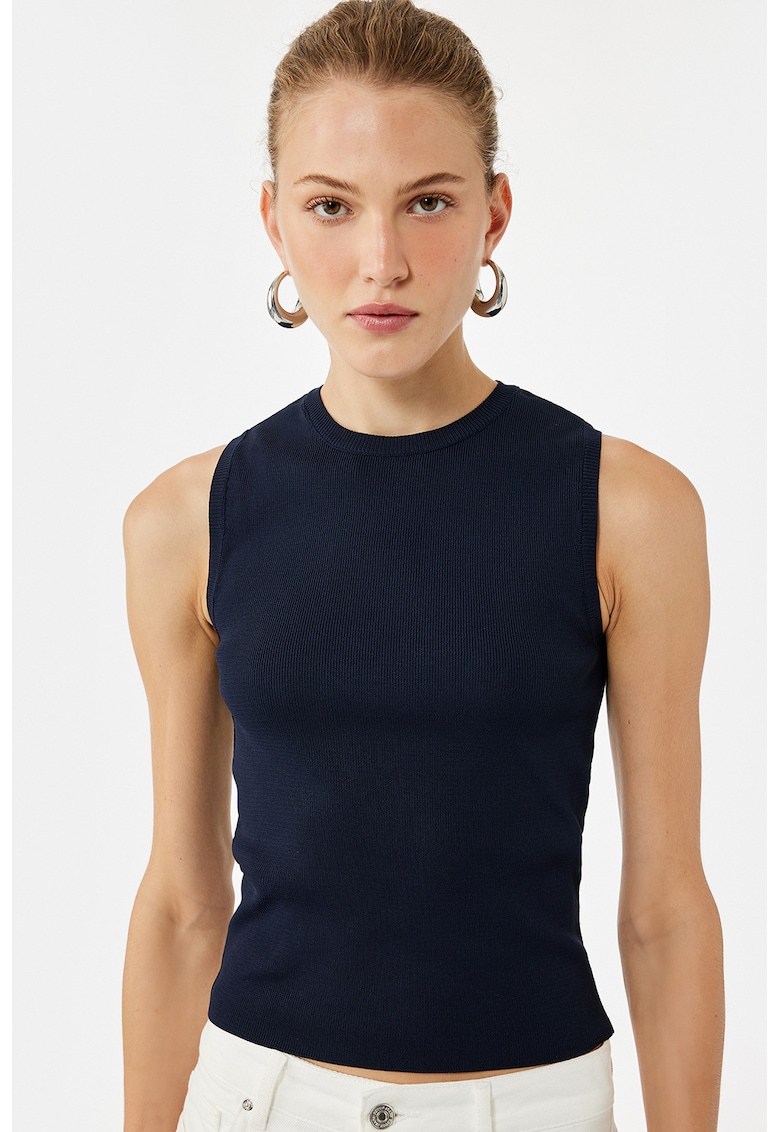 Top tricotat fin cambrat - Bleumarin