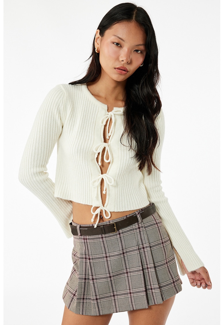 Pulover crop uni - Alb fildes