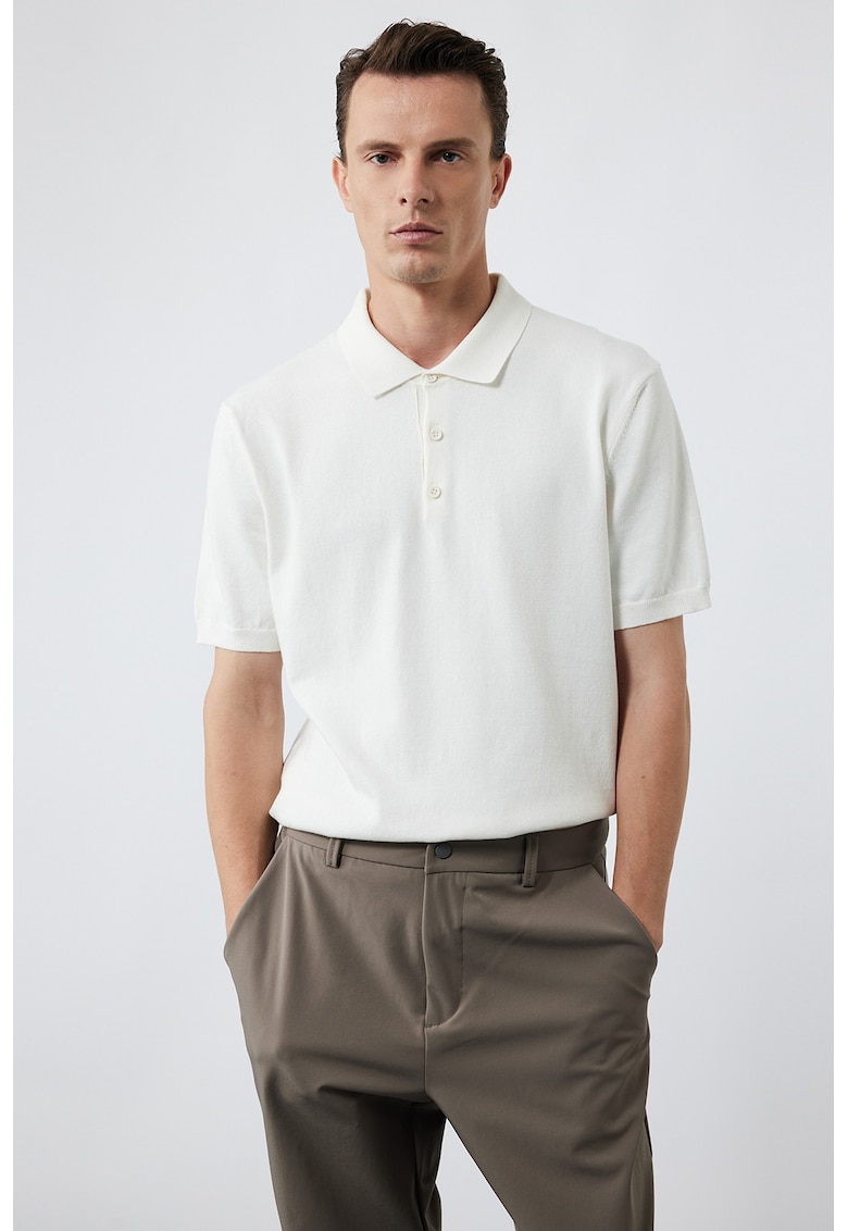 Tricou polo cu model uni - Alb