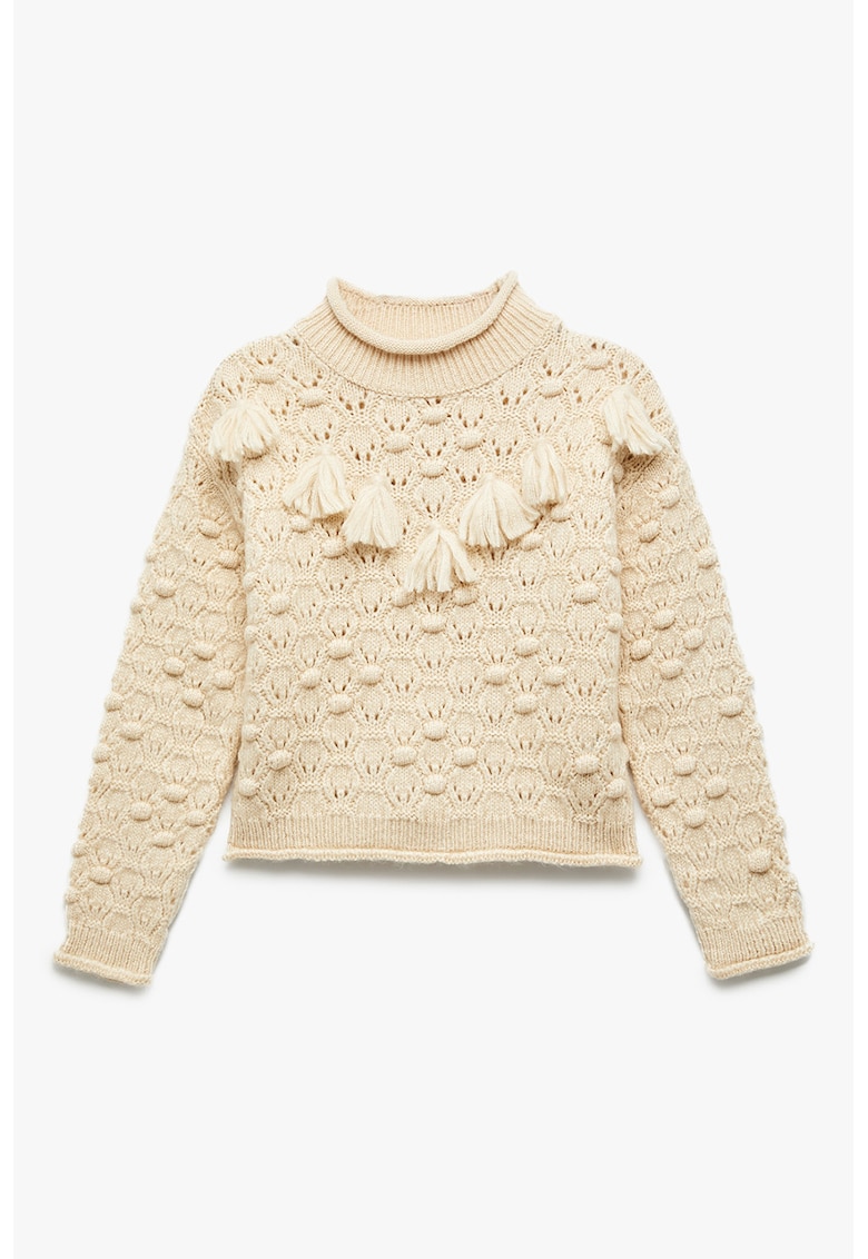 Pulover texturat cu canafi - Bej