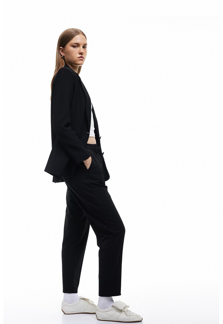Pantaloni relaxed fit cu snur de ajustare - Negru