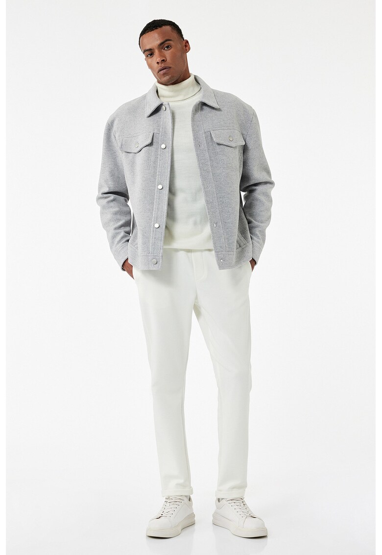 Pantaloni slim fit cu snur de ajustare - Alb