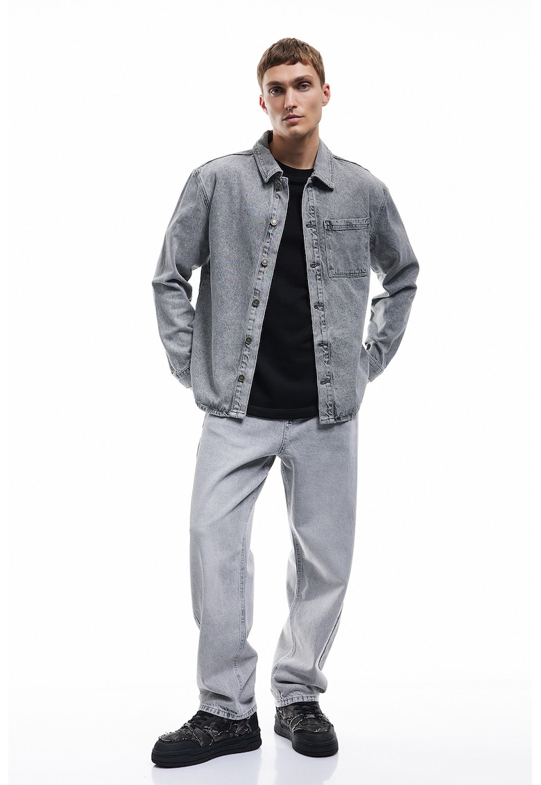 Blugi relaxed fit cu talie medie - Gri