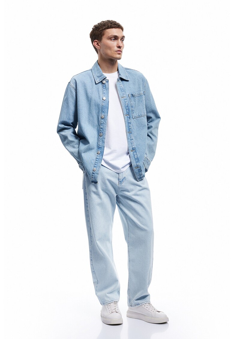 Blugi relaxed fit cu talie medie - Albastru deschis