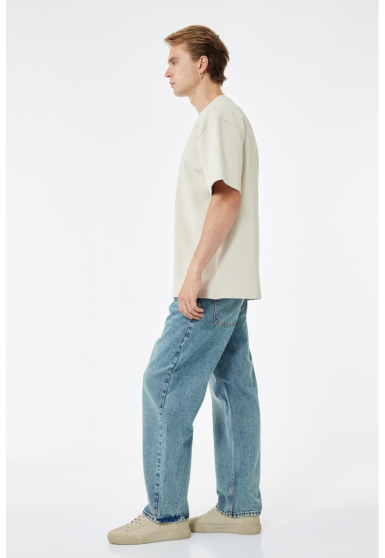 Blugi relaxed fit cu talie medie - Albastru petrol