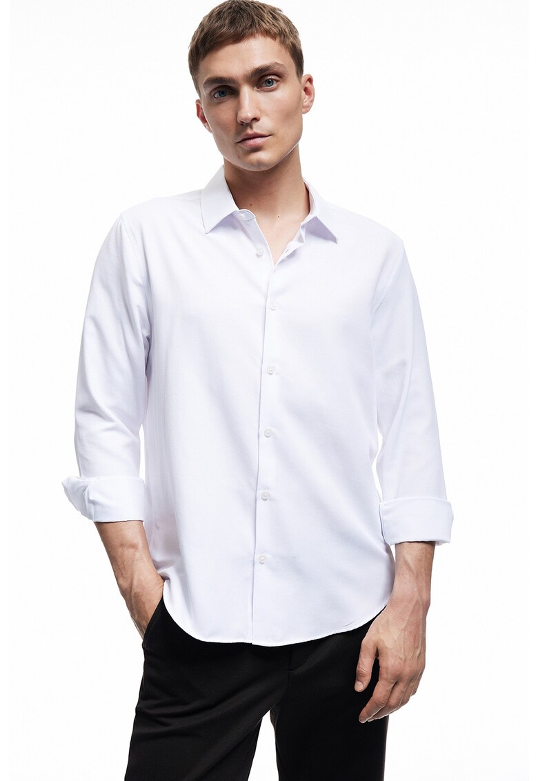 Camasa regular fit din amestec de bumbac - Alb