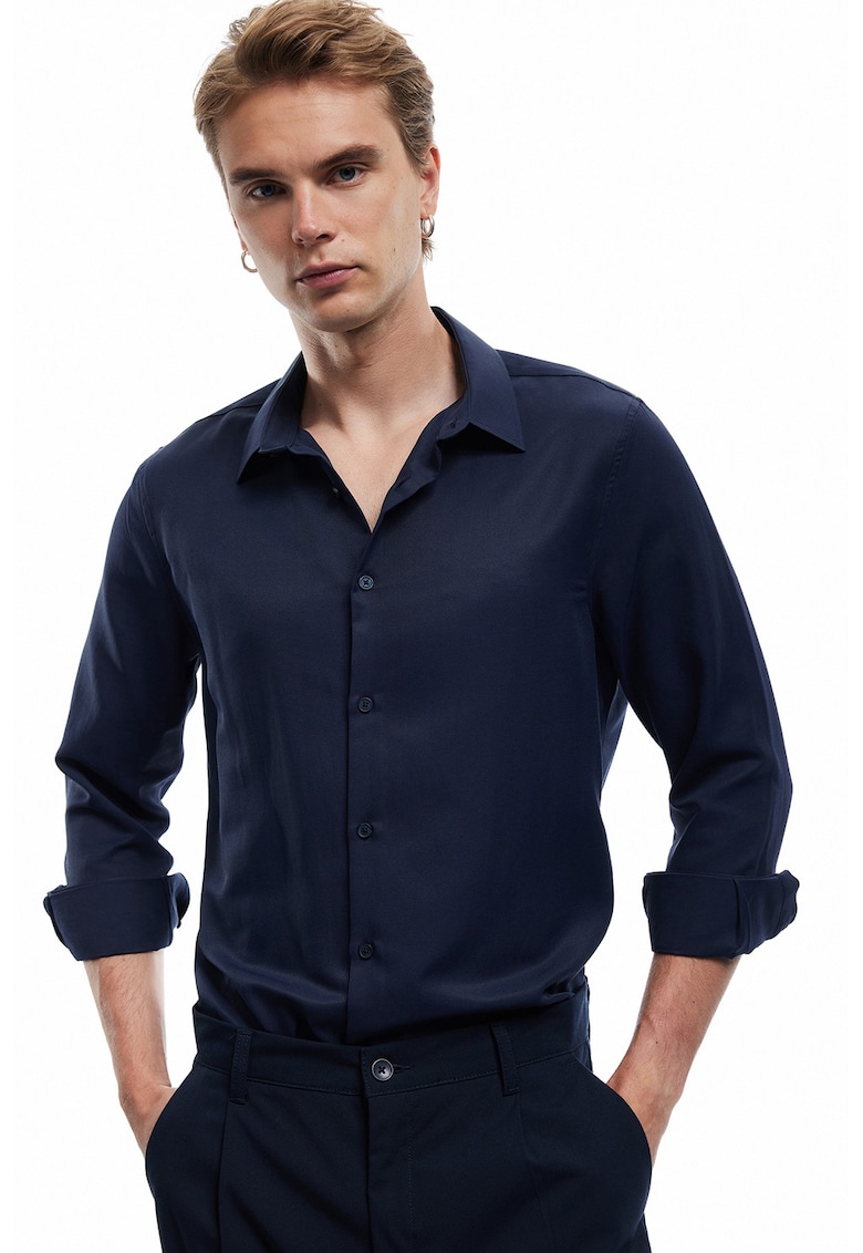 Camasa regular fit din amestec de bumbac - Albastru ultramarin