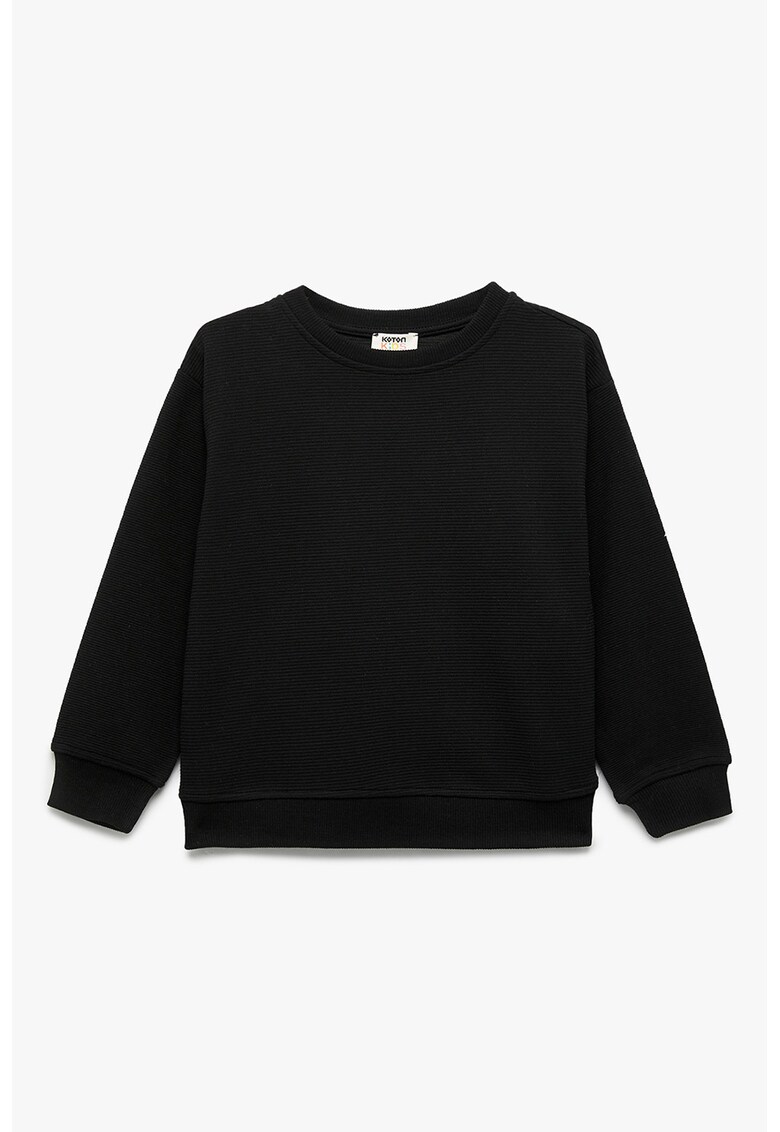 Bluza de trening cu decolteu la baza gatului si maneci cazute - Negru