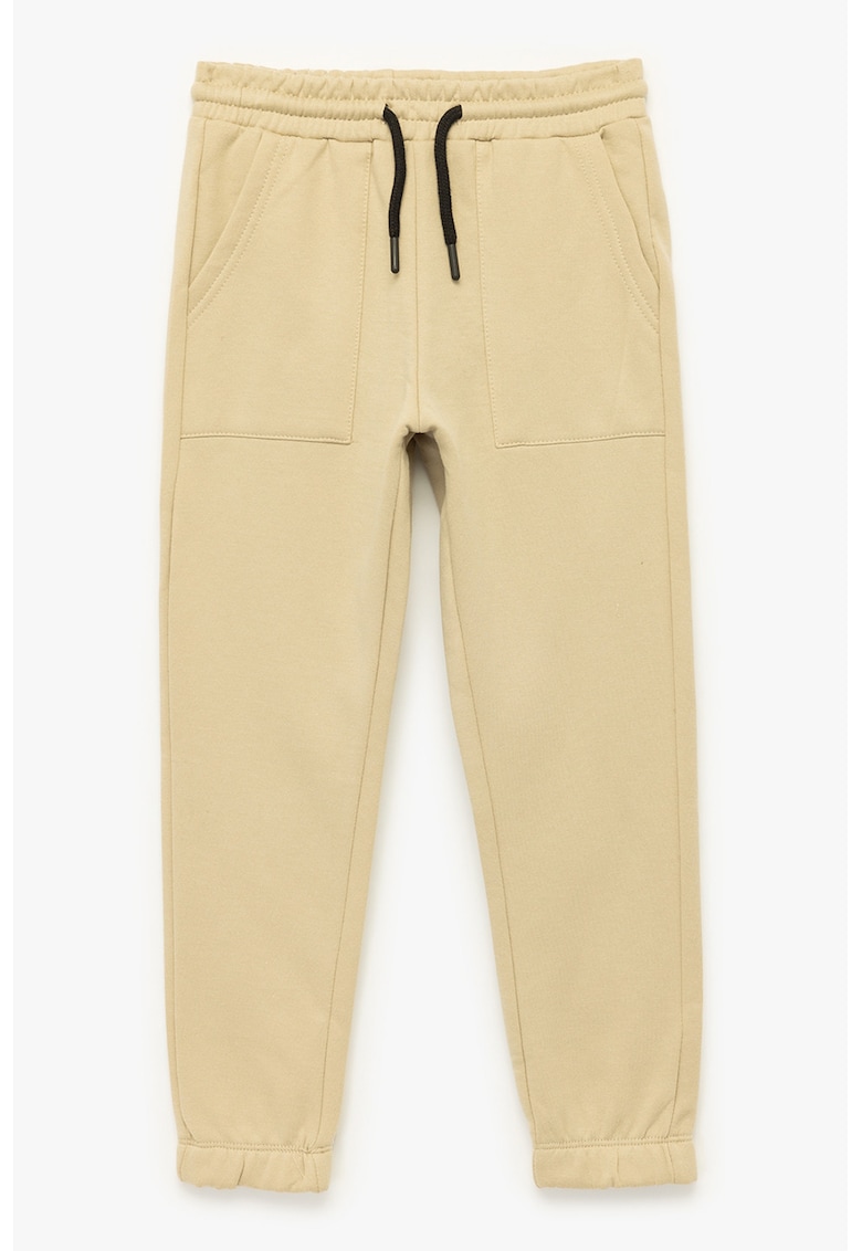 Pantaloni de trening din amestec de bumbac cu buzunare laterale - Bej