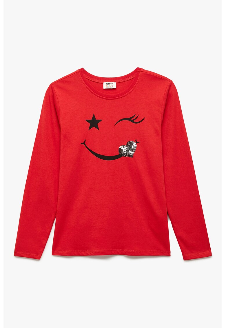 Bluza cu imprimeu si paiete - Rosu