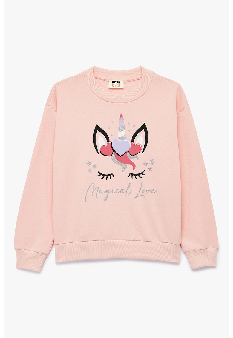 Bluza de trening din amestec de bumbac cu imprimeu - Roz