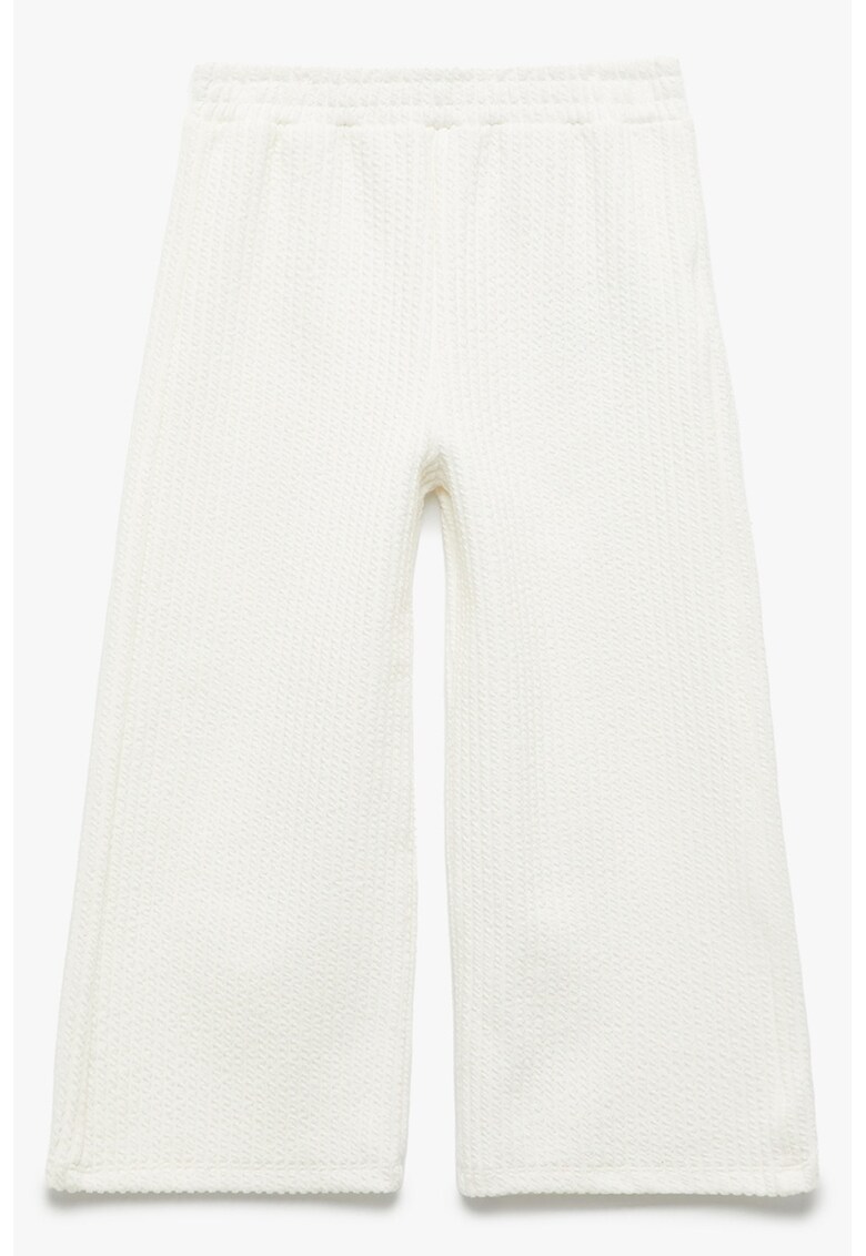 Pantaloni texturati cu croiala ampla - Alb