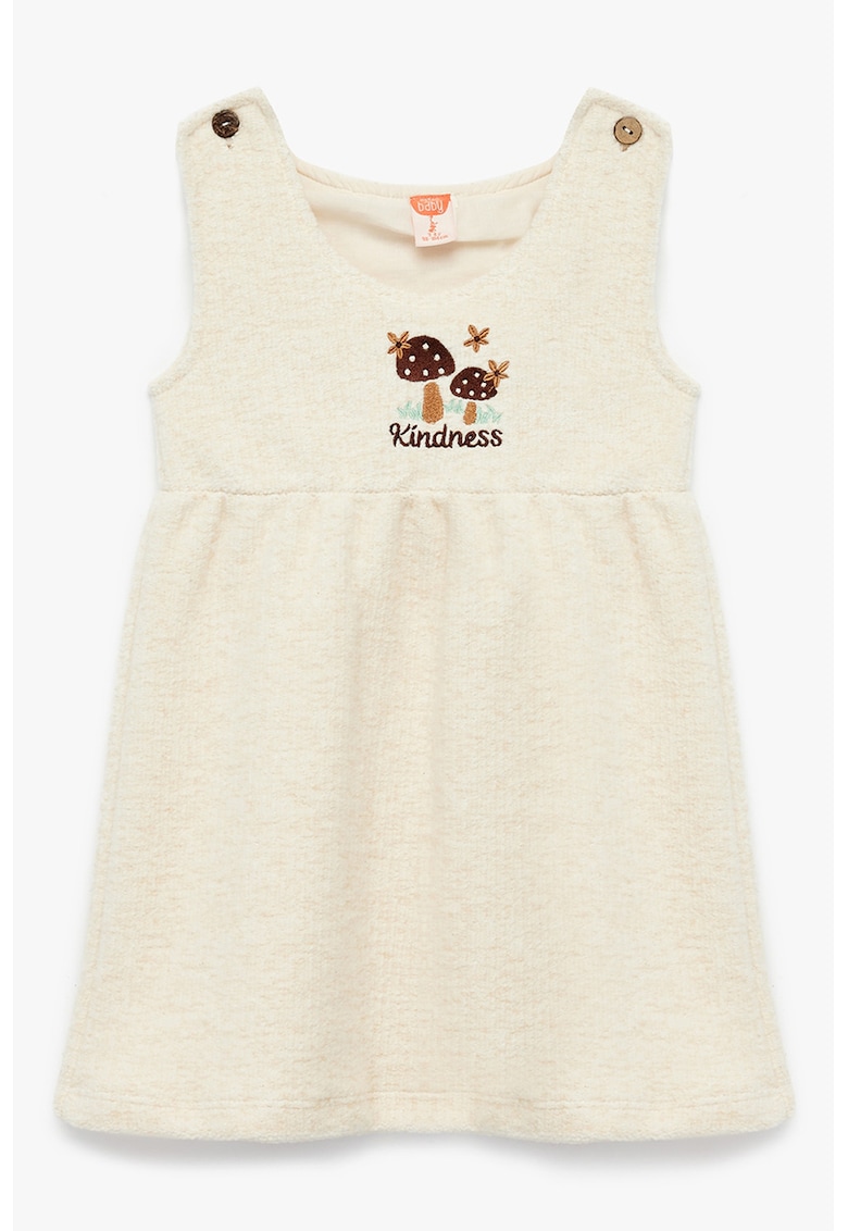 Rochie fara maneci cu broderie - Bej