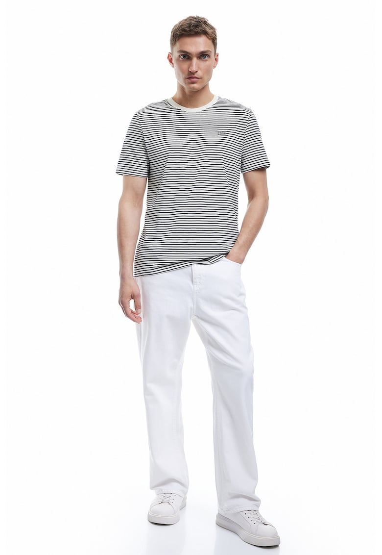 Tricou slim fit cu dungi - Alb/Negru