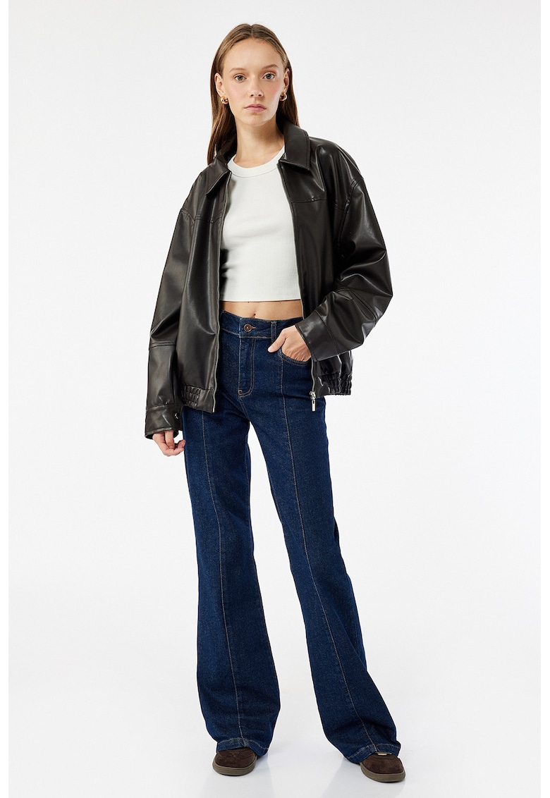 Blugi evazati slim fit Victoria - Albastru melange