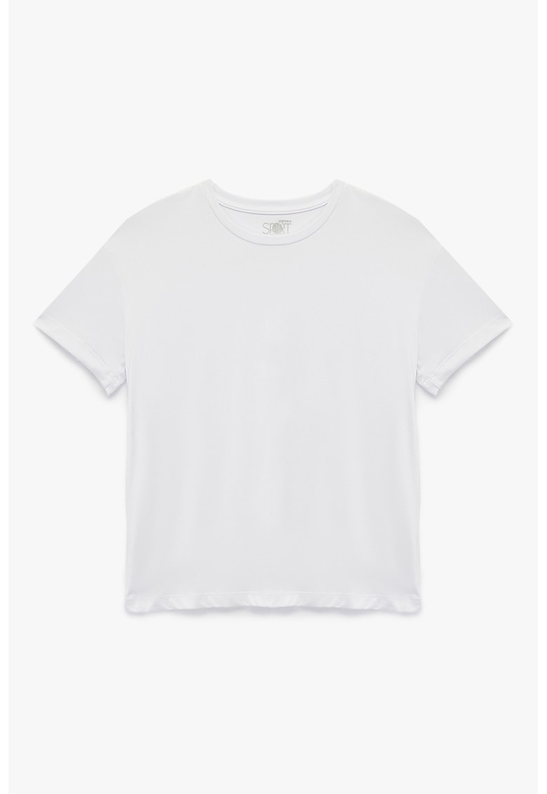 Tricou uni cu decolteu rotund - Alb