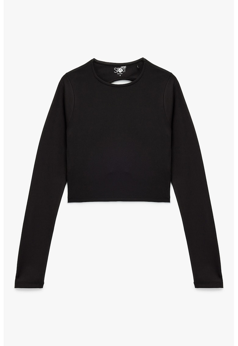 Bluza crop cu decupaj pe spate - Negru