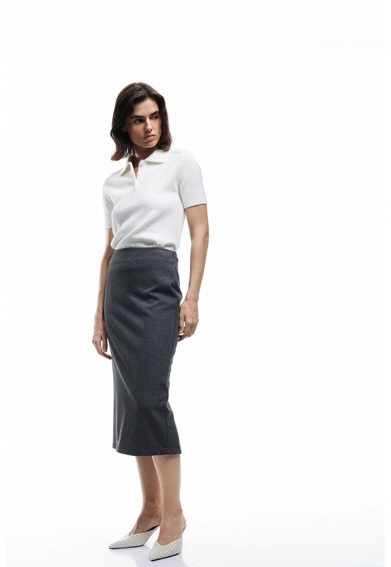 Fusta midi dreapta - Gri antracit