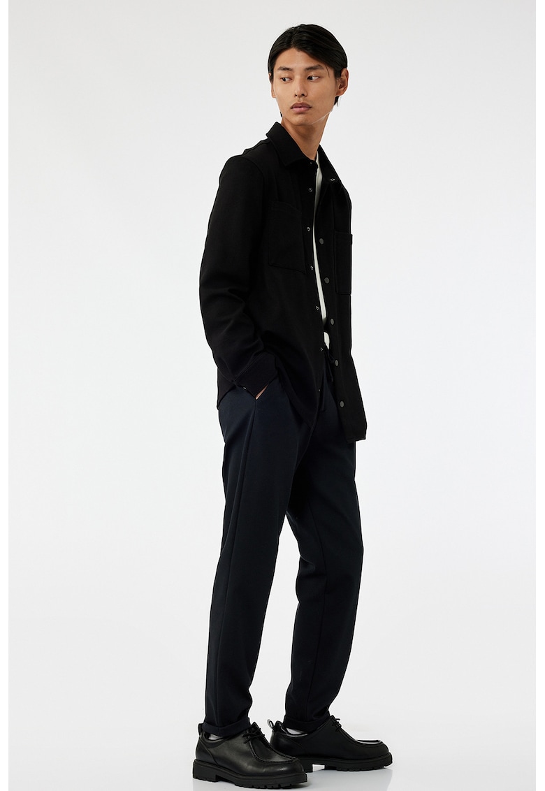 Pantaloni slim-fit cu talie cu snur - Negru