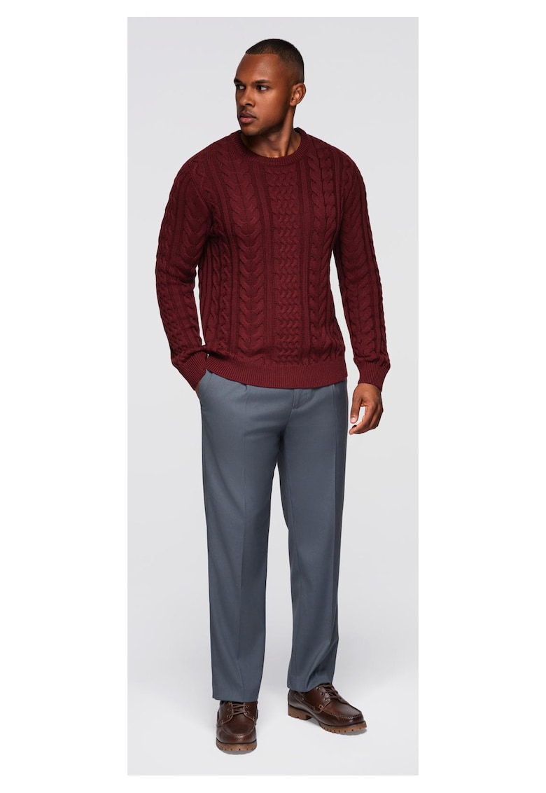 Pulover elegant cu o tesatura interesanta OM-SWSW-0173 - Visiniu