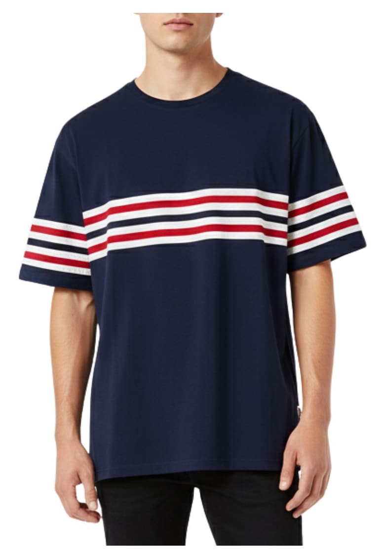 Tricou din bumbac cu model in dungi -