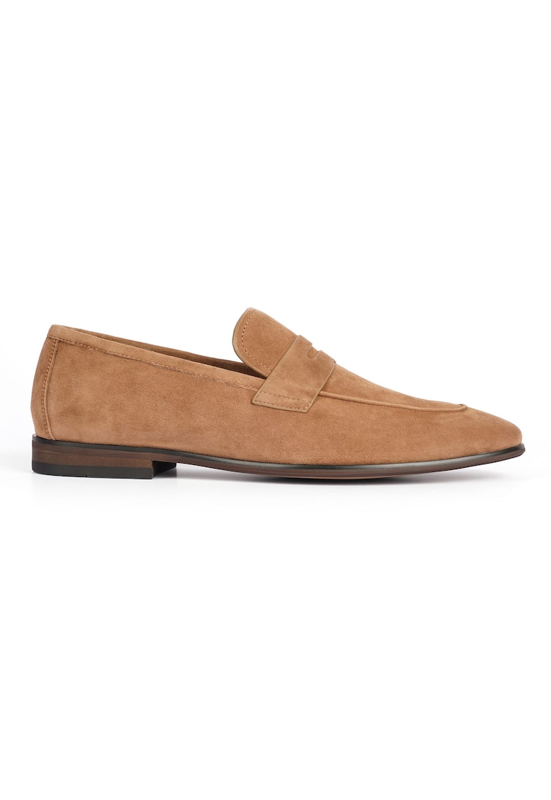 Pantofi loafer din piele intoarsa Hien - Maro cognac