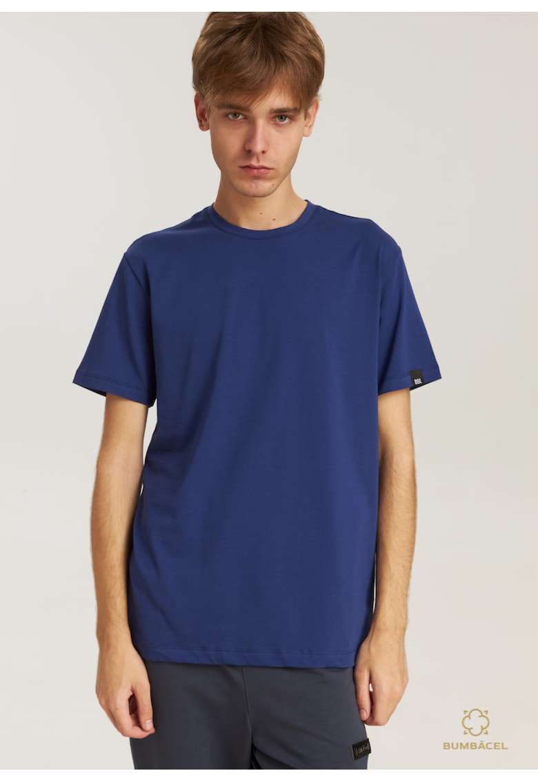 Tricou uniton din bumbac - pentru barbati - M - Albastru
