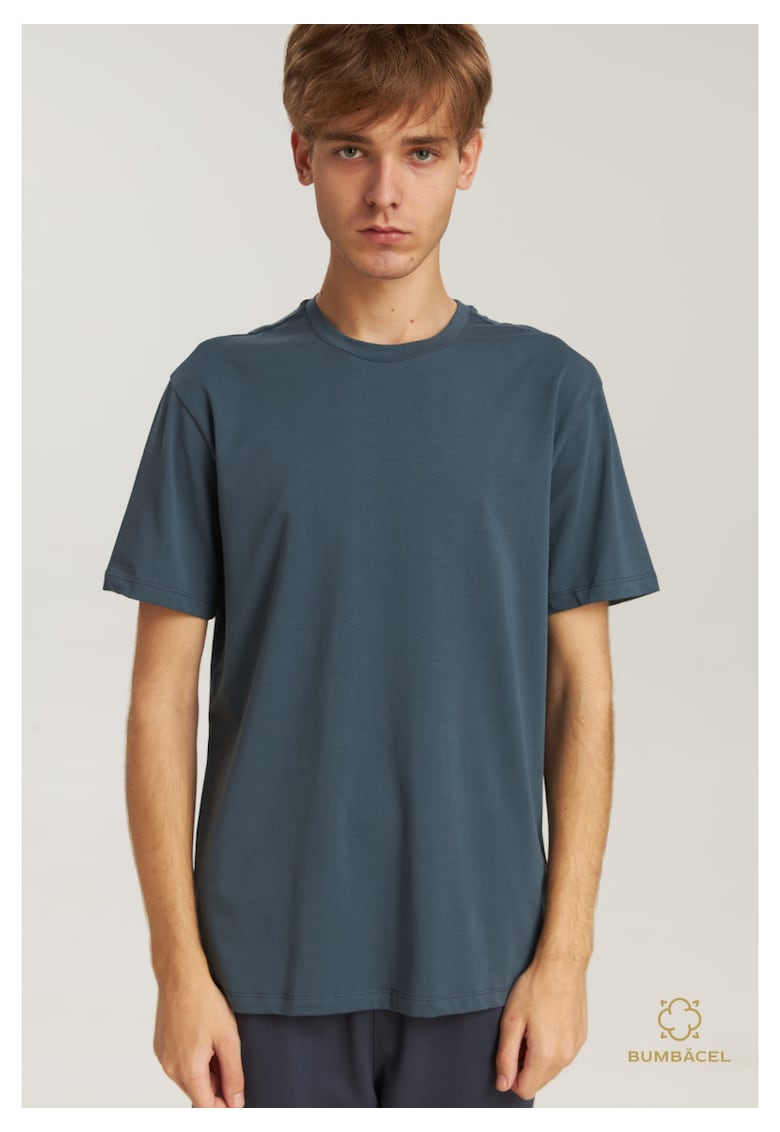 Tricou uniton cu maneca scurta - din bumbac - pentru barbati - Gri