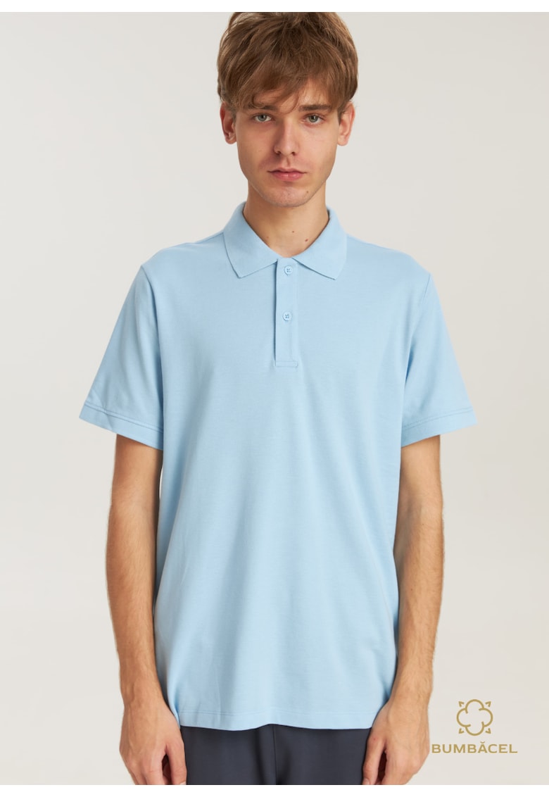 Tricou uniton polo - din bumbac - pentru barbati - Albastru
