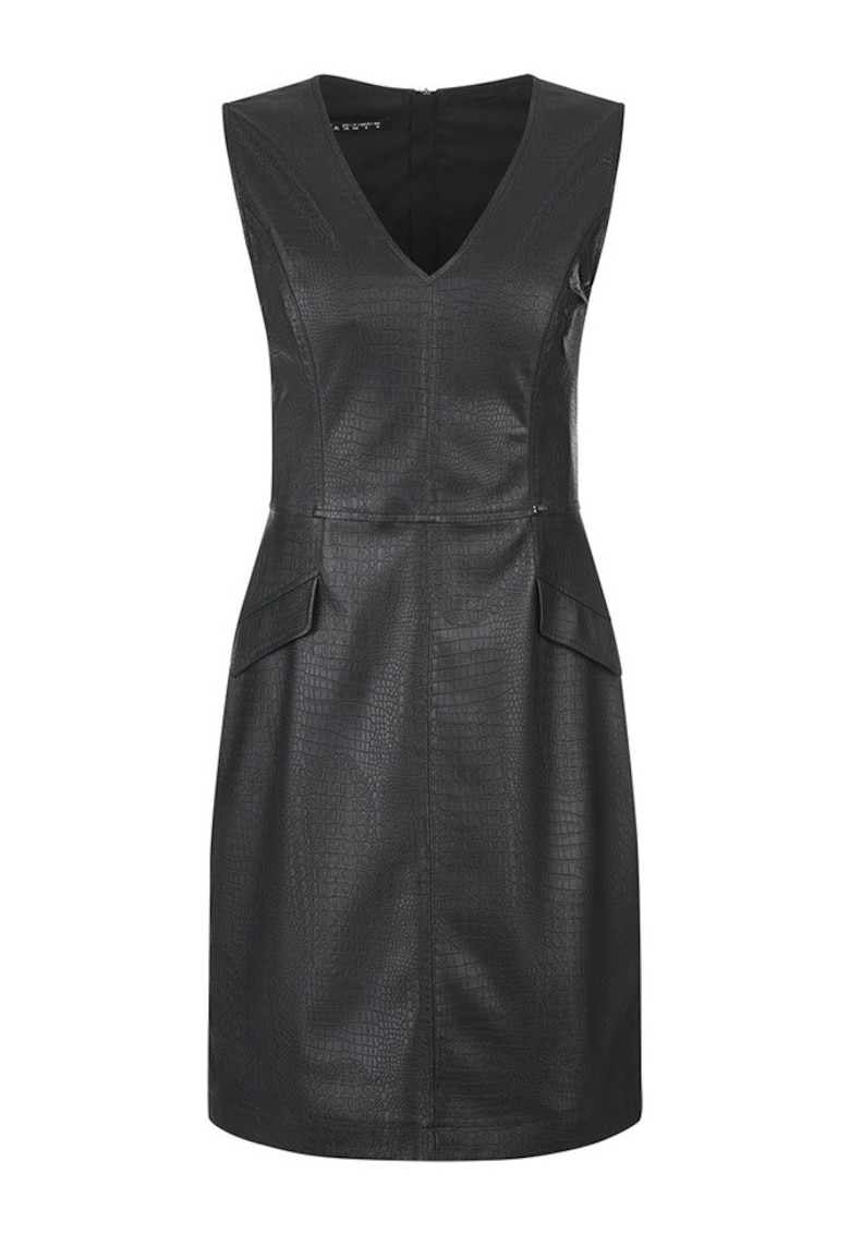 Rochie din imitatie de piele cu decolteu in V