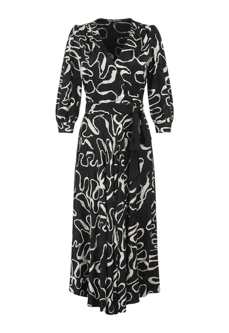 Rochie lunga petrecuta cu imprimeu