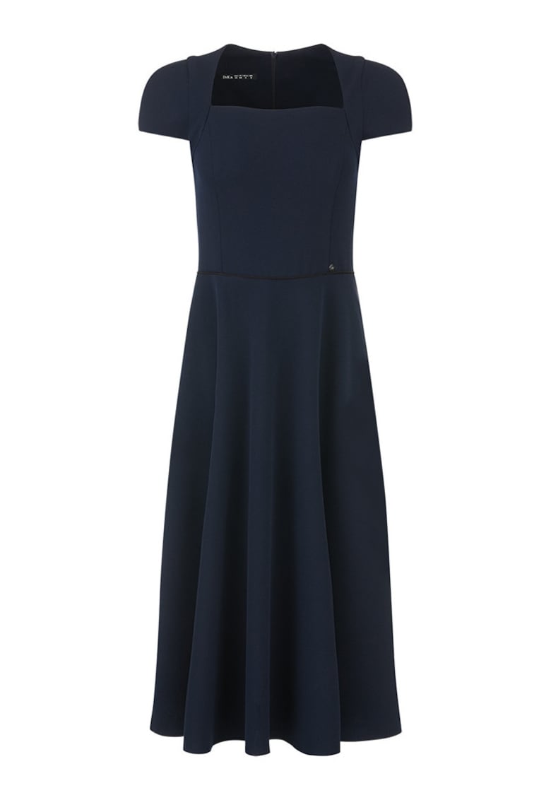 Rochie evazata cu decolteu patrat si maneci scurte