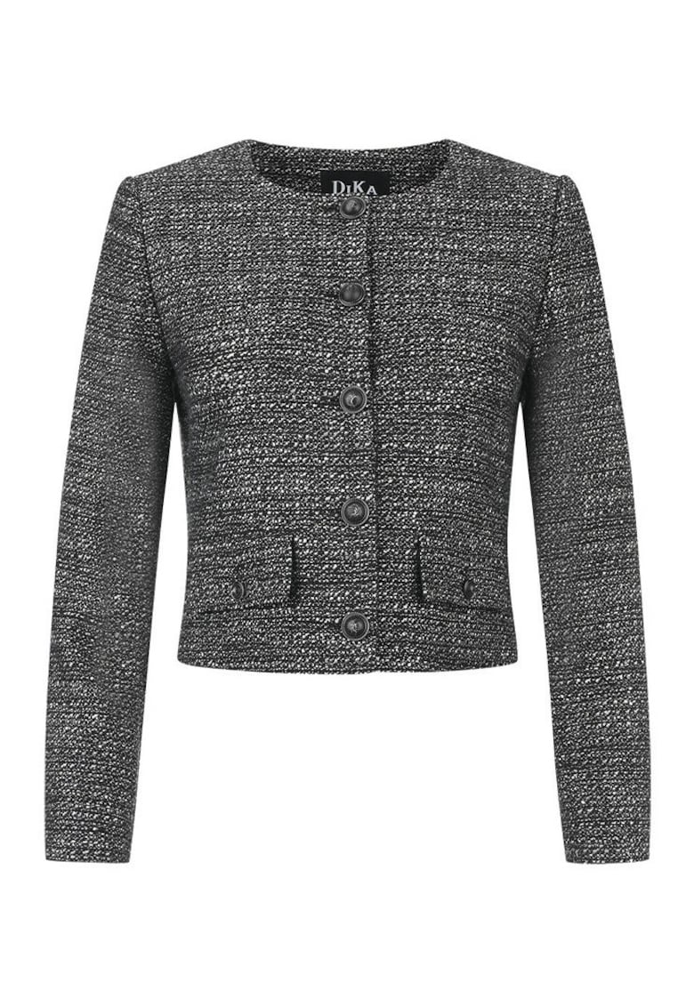 Sacou din tweed cu decolteu la baza gatului