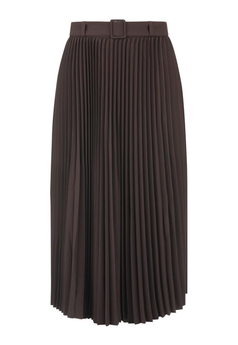 Fusta midi plisata cu curea in talie