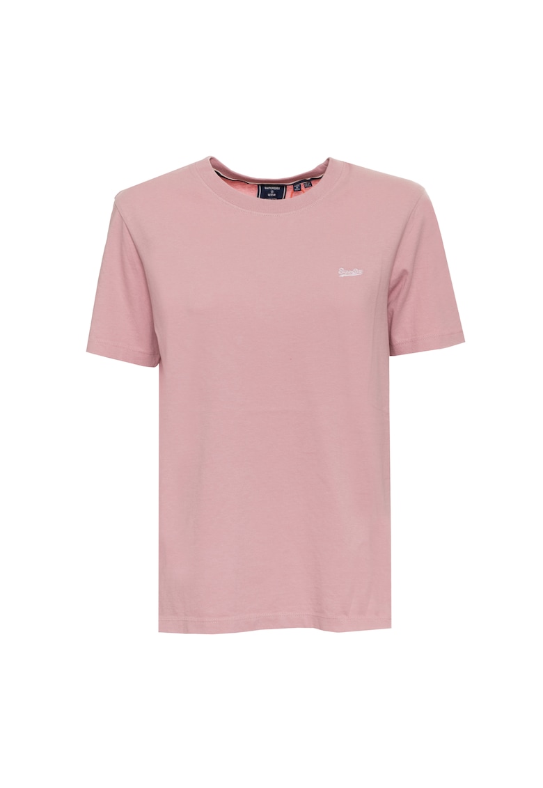 Tricou Dama - Logo brodat - Decolteu la baza gatului - Bumbac - M 1140 - Roz pudrat