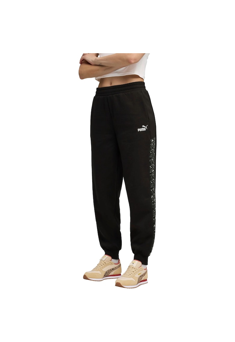 Pantaloni femei Ess Graphic Animal Comfort High-waist Sweatpants - Negru