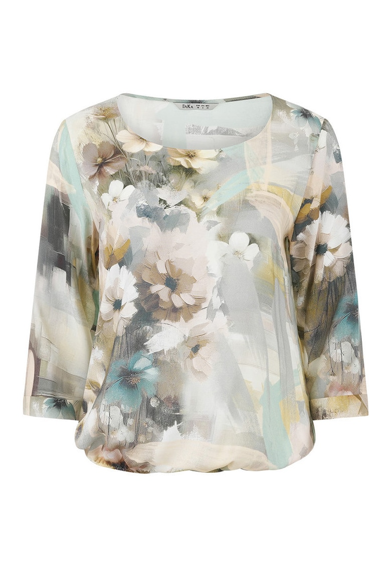 Bluza cu imprimeu floral si maneci trei sferturi