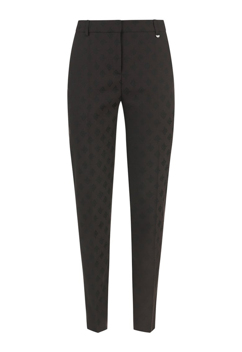 Pantaloni cu croiala conica si imprimeu geometric