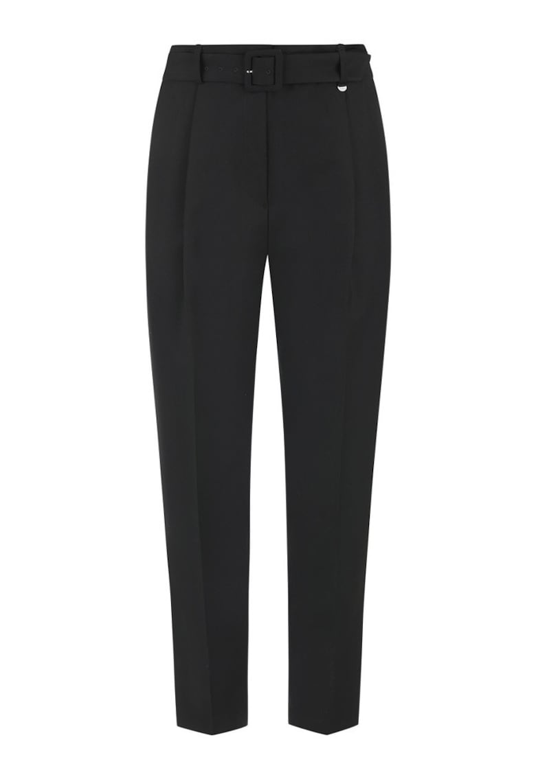 Pantaloni din lana cu dunga si curea