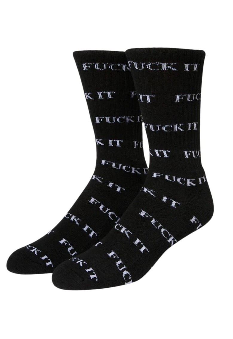 Sosete unisex cu imprimeu text - negre