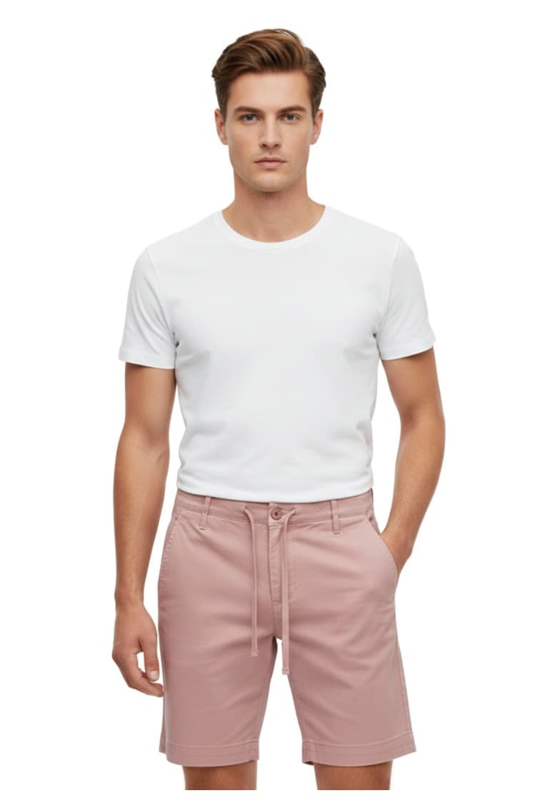 Bermude Chino uni din amestec de in -