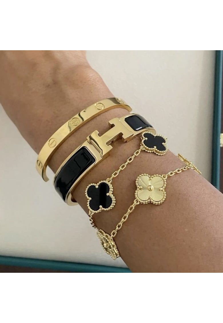 Комплект от 4 гривни Hermina Luxury Gold - неръждаема стомана с 14K златно покритие - многоцветни - различни размери