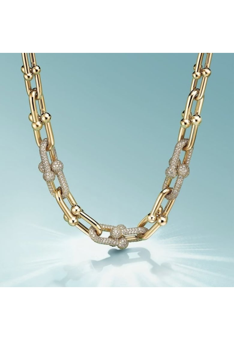 Колие Tifany Diamond Chain - 14K позлатено - циркониеви кристали - 45см