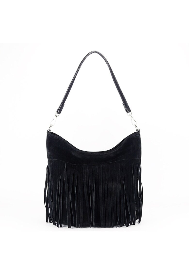 Geanta neagra cu franjuri F7515 14 18691 - Negru