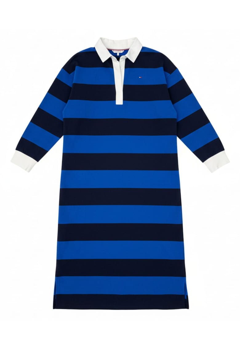 Rochie midi tip polo - cu croială dreaptă - în dungi -