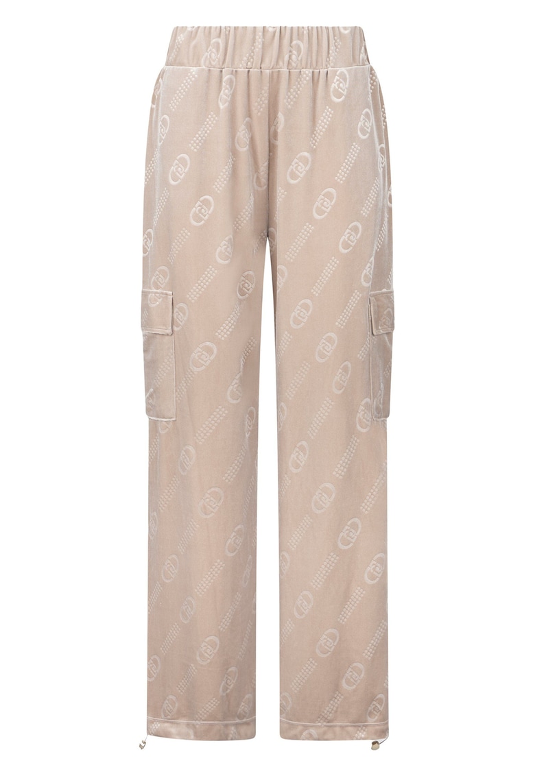 Pantaloni relaxed-fit cu talie elastica - Bej deschis